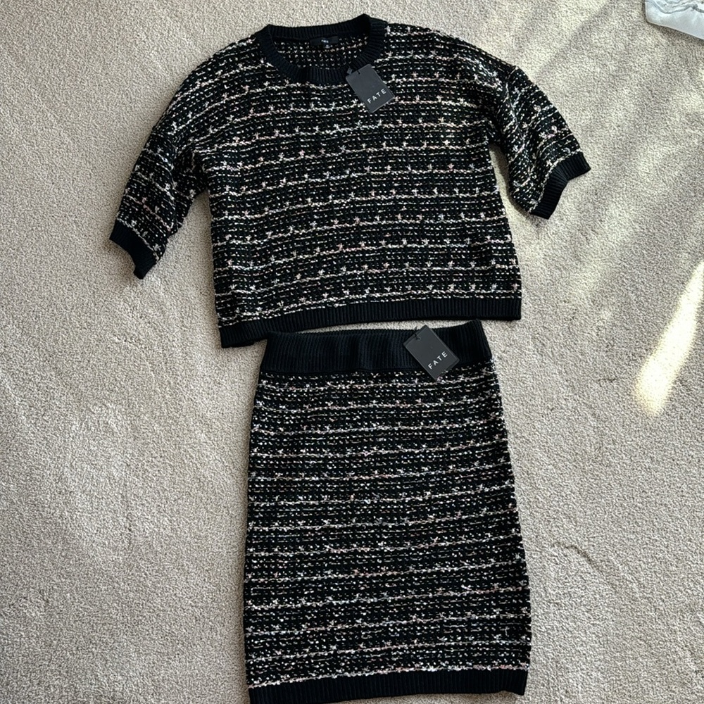 Sweater material tweed set